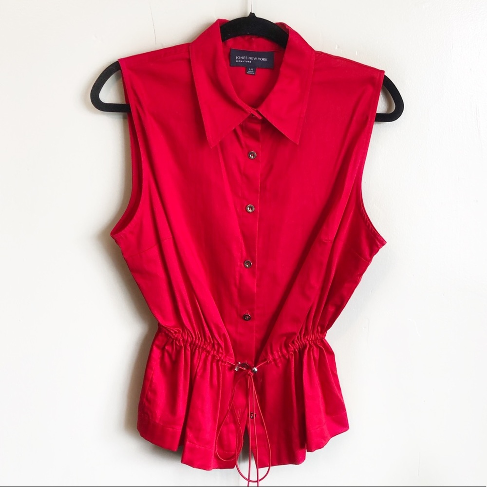 Jones New York | Red Button Blouse